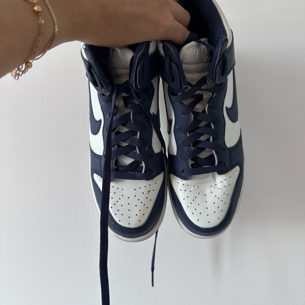 Nike Dark Blue and White High-Top Sneakers